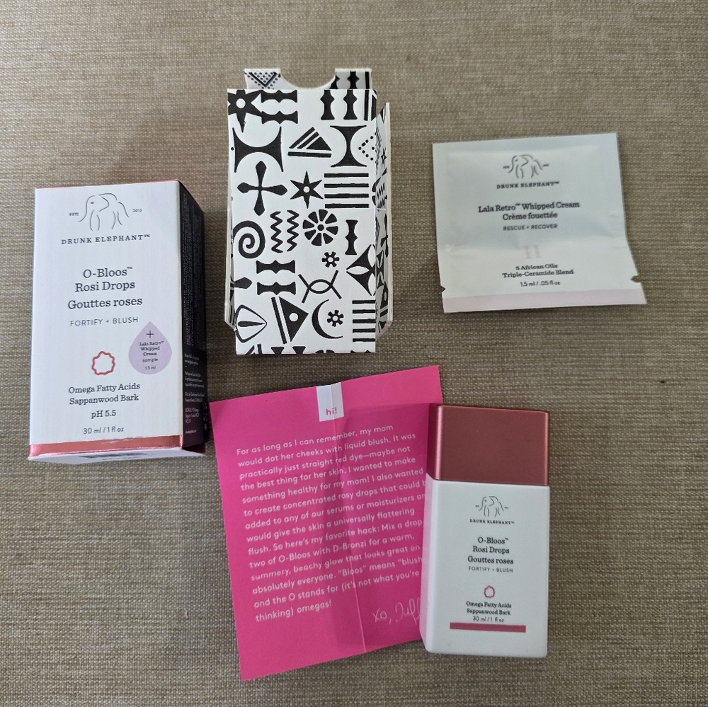 Drunk Elephant O-Bloos Rosi Drops Fortify and Blush Full Size 1 fl oz PH 5.5